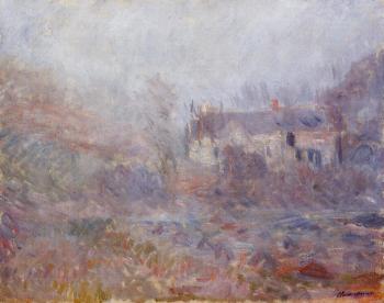 Claude Oscar Monet : Houses at Falaise in the Fog
